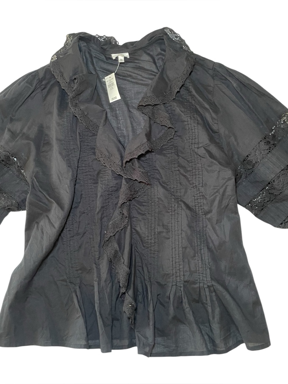 Aerie Black Lace Ruffle Blouse – NWT – XXL – Doen Inspired